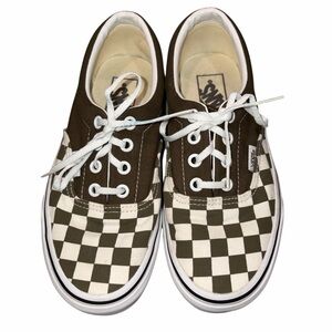 Vans Era Checkerboard Olive Beech Green & Cream Lace Up Sneakers Shoes size 5.5